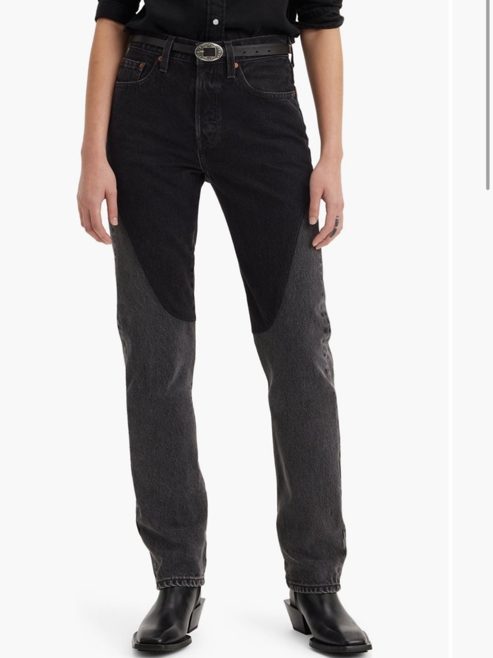 Women’s Levi’s 501 Original Chaps Black& Gray Off To The‎ Ranch Denim Jeans